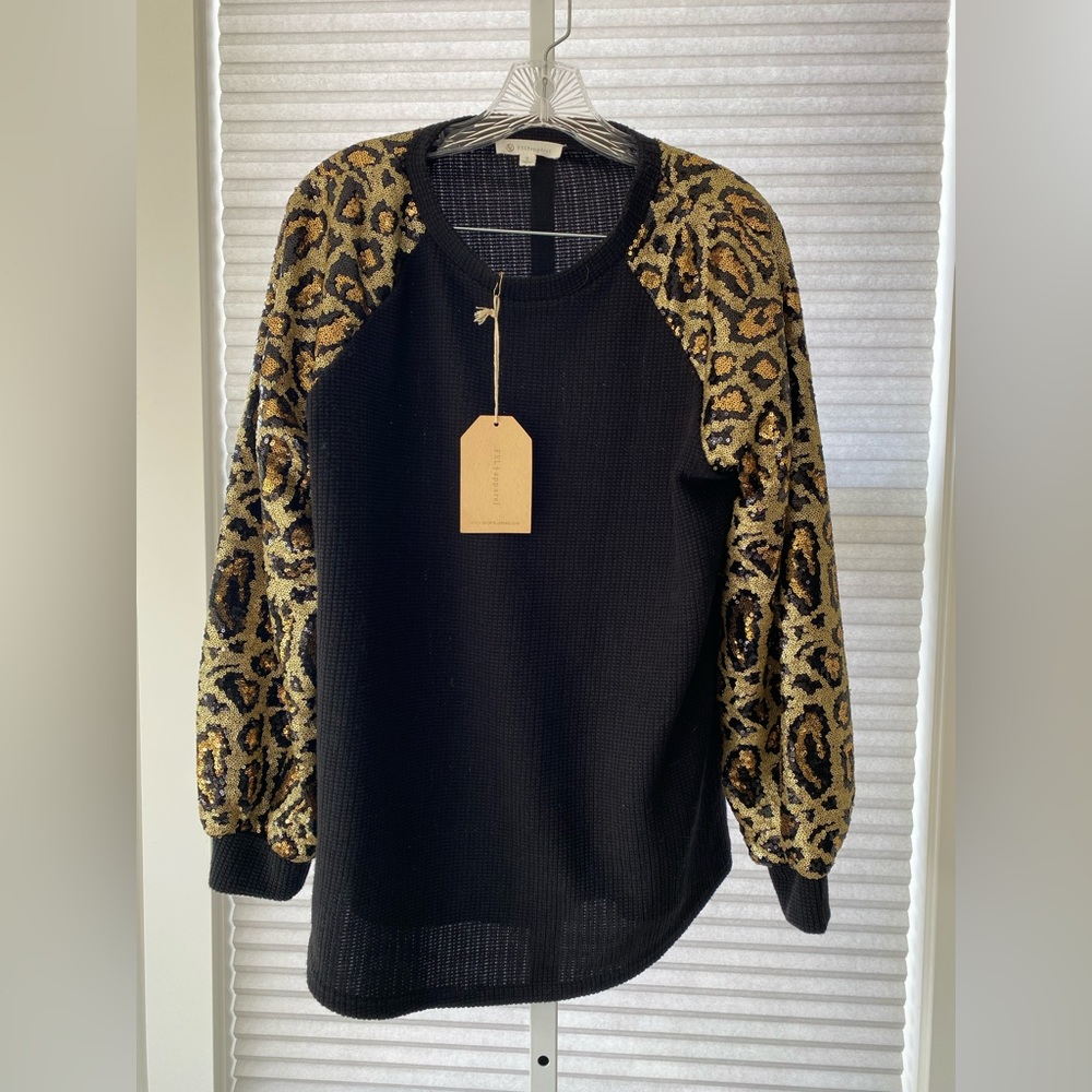 FSL Apparel Black Sequin Sweater.